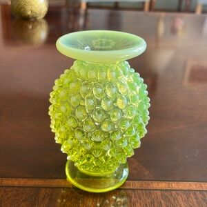 Fenton topaz hobnail mini bud vase straight  edge.